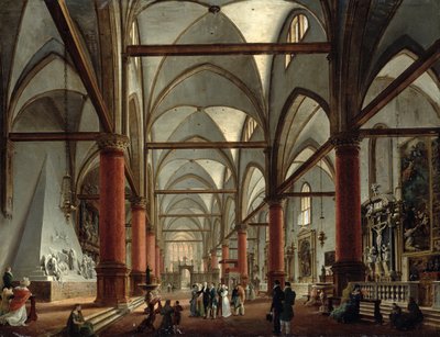 Leopoldo Cicognara (1767-1834) kommentiert das Denkmal von Canova (1827) in der Kirche Santa Maria Gloriosa dei Frari, Venedig, 1828 von Giuseppe Borsato